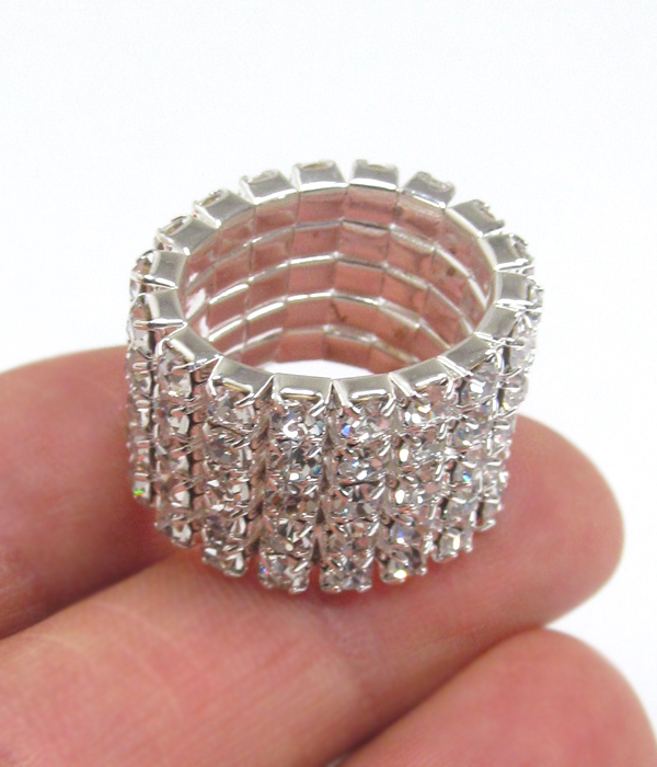 5 row rhinestone stretch ring