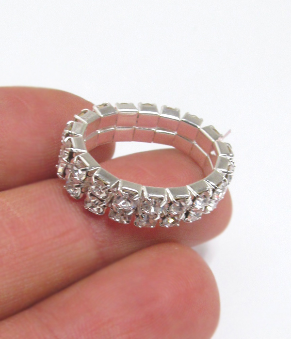 Double row rhinestone stretch ring