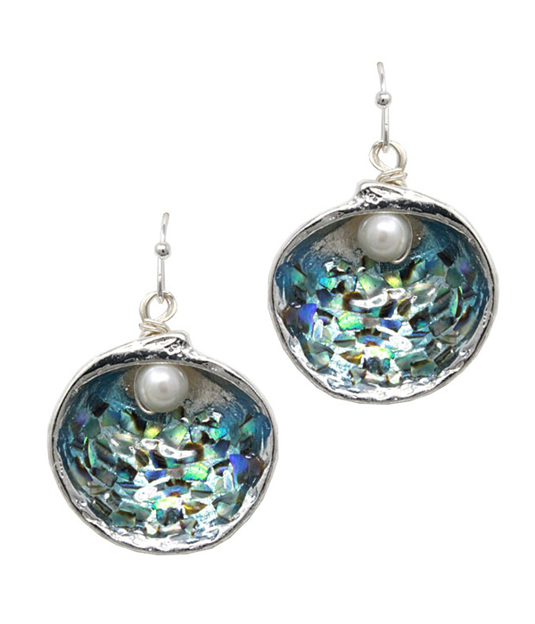 ABALONE PEARL IN SHELL EARRING