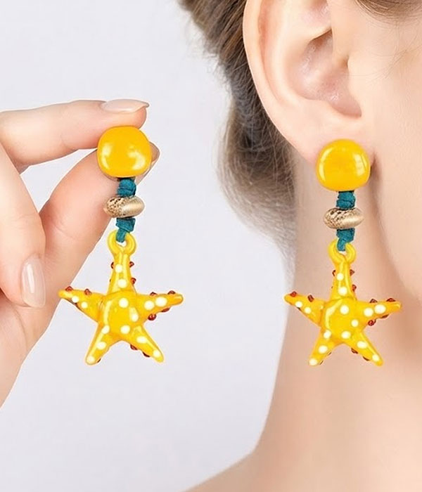 Sealife glass art earring - starfish