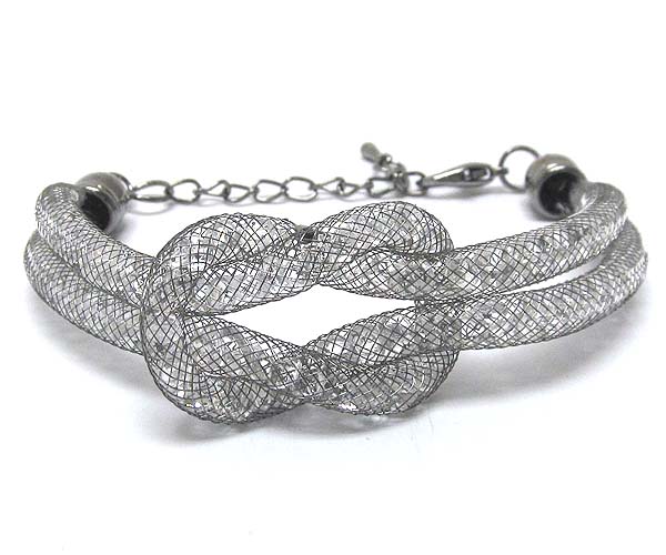 Metal mesh filled with multi crystal bracelet