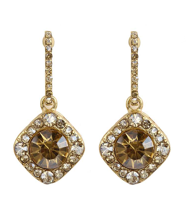 Facet stone and crystal drop earing