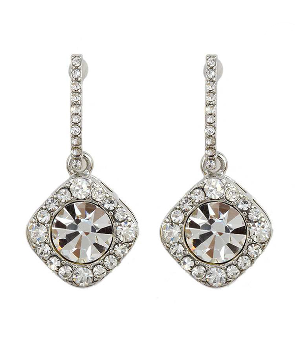 Facet stone and crystal drop earing