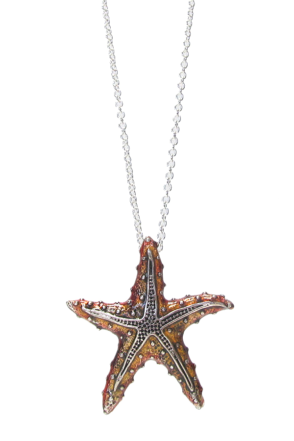 SEALIFE THEME EPOXY STARFISH PENDANT NECKLACE