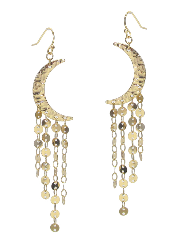 CRESCENT AND METAL CHIP DROP EARRING