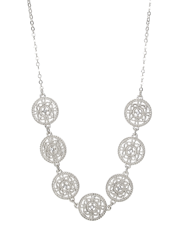 METAL FILIGREE DISC LINK NECKLACE