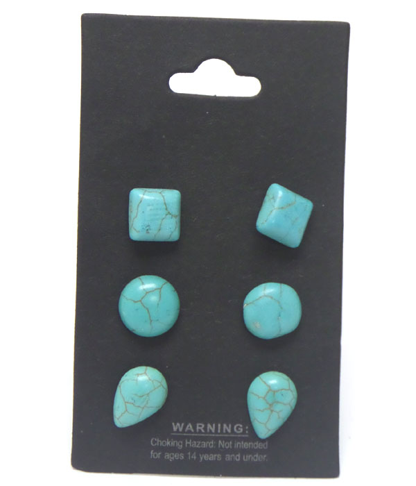 Turquoise stone stud earrings