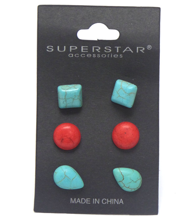 Turquoise stone stud earrings 