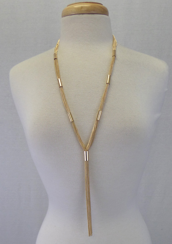 Multi chain y shape long necklace