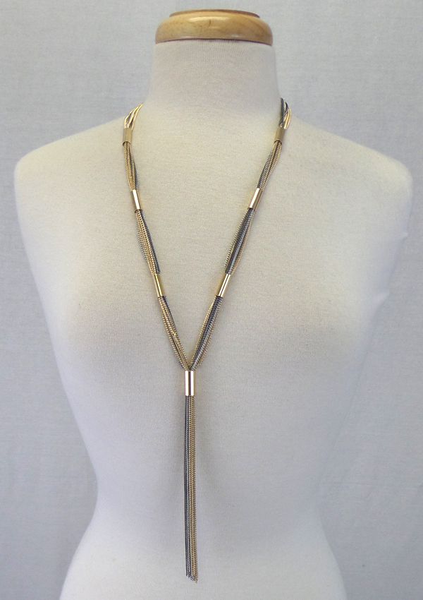 Multi chain y shape long necklace