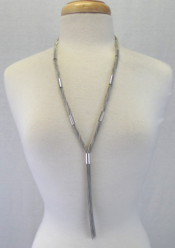 Multi chain y shape long necklace