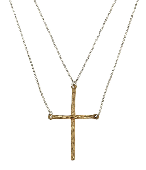 Handmade cross layered necklace