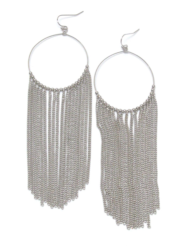 Loop metal tasssel drop fish hook earrings 