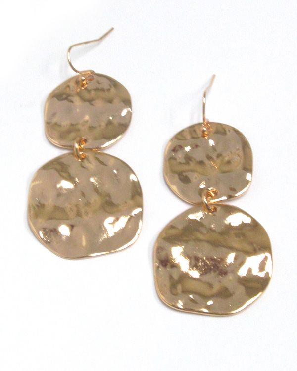 Hammered disk drop earring
