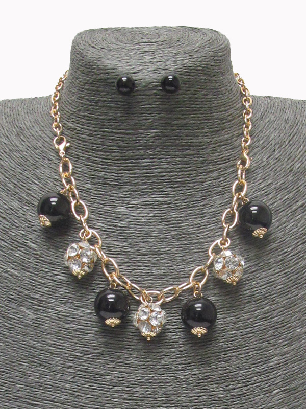 MULTI BEADS DROP CHAIN NECKLACE SET