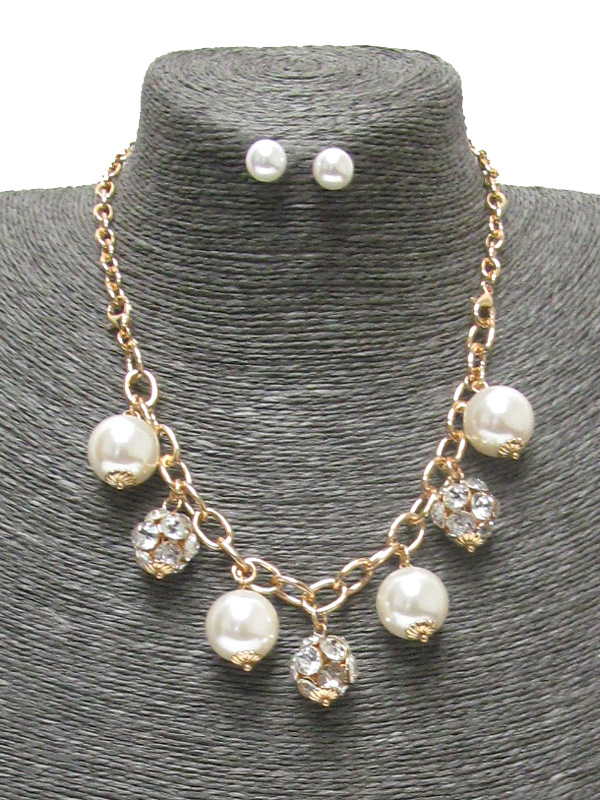 MULTI BEADS DROP CHAIN NECKLACE SET 