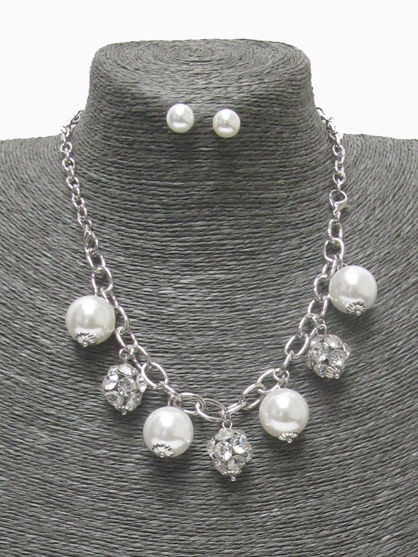 MULTI BEADS DROP CHAIN NECKLACE SET