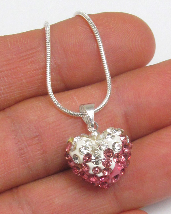 Valentine shambhala crystal heart necklace - two color