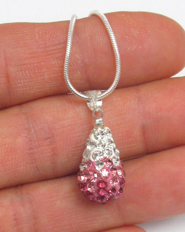 Valentine shambhala crystal oval necklace - two color