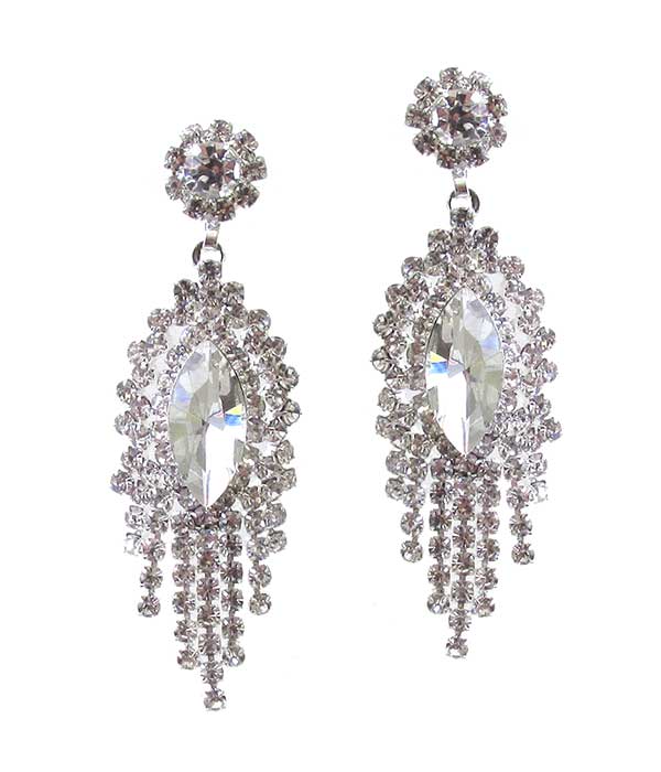 TEARDROP CRYSTAL AND RHINESTONE MIX EARRING