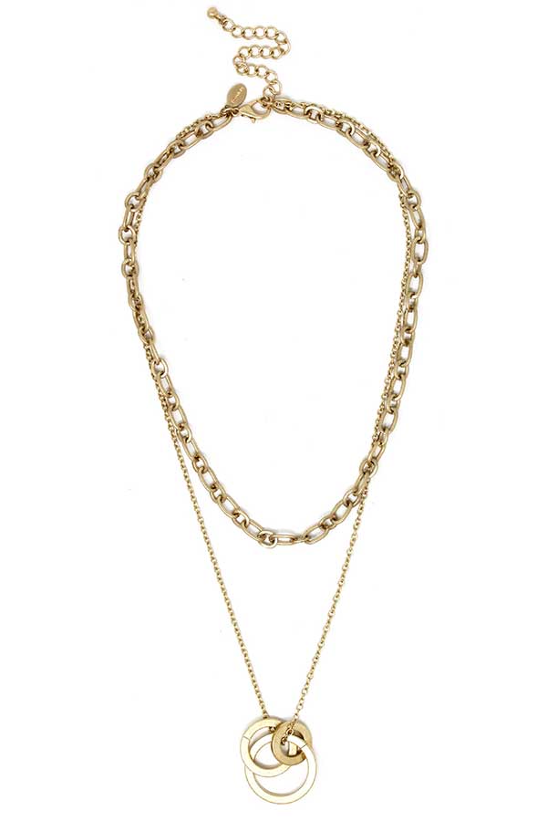 MULTI RING LINK DOUBLE LAYER NECKLACE