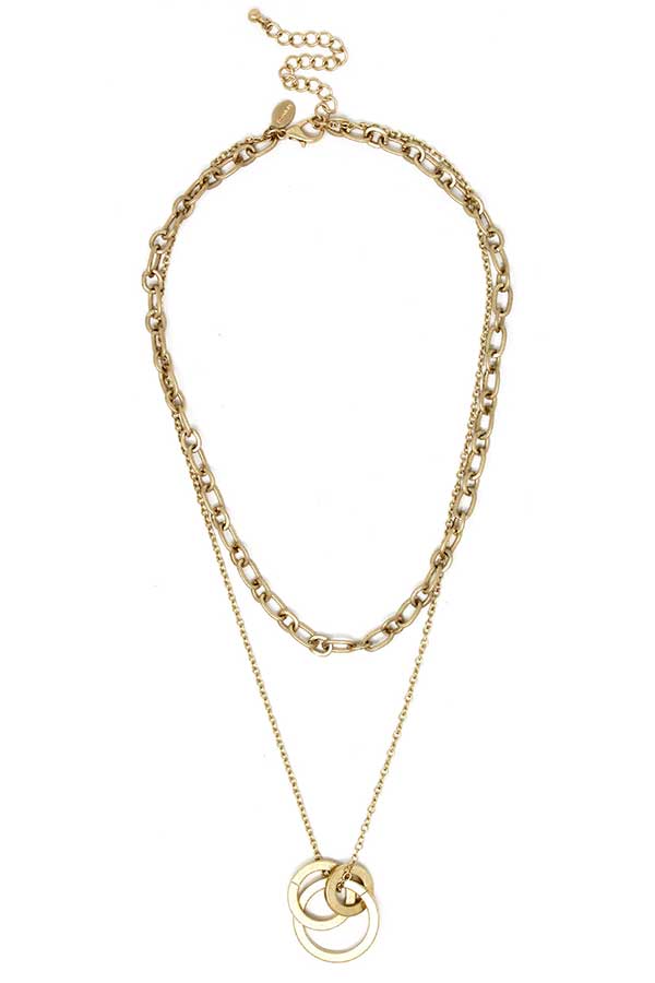 Multi ring link double layer necklace