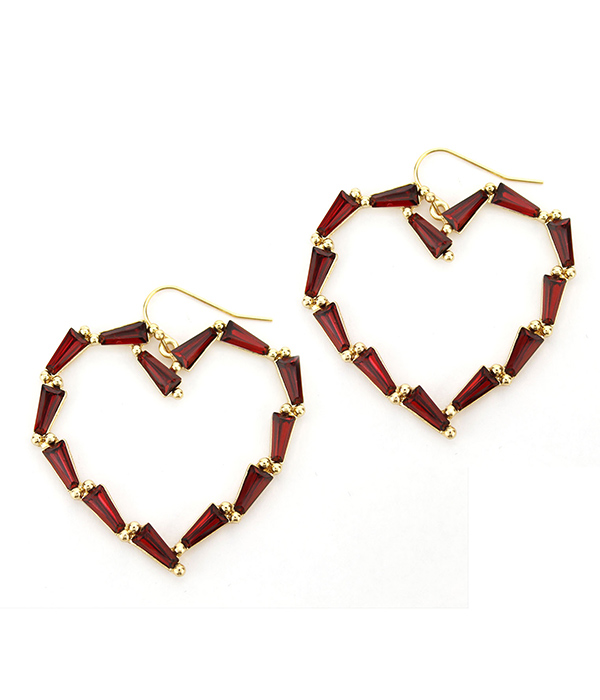 Multi baguette crystal heart earring