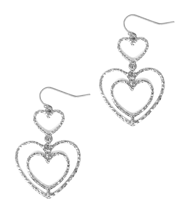 TRIPLE HEART DROP EARRING