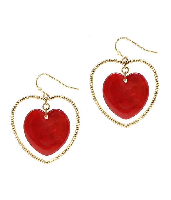 Valentine theme red heart earring