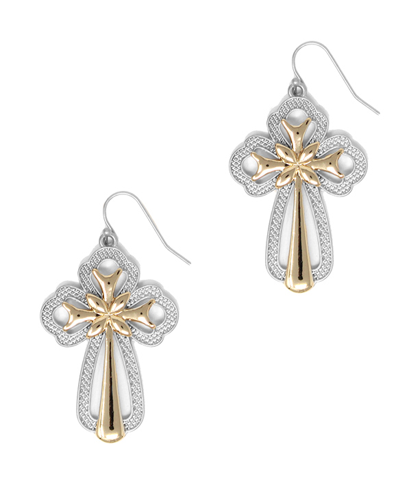 Metal cross earring