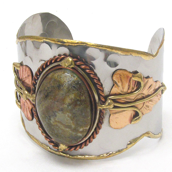 Handmade metal art bangle bracelet - 100% brass