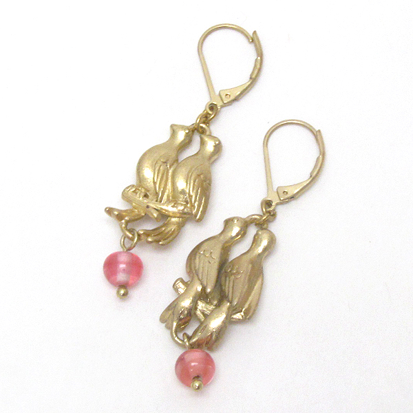 Vintage style double antique bird earring