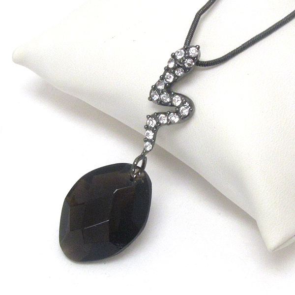 Crystal snake and stone drop necklace