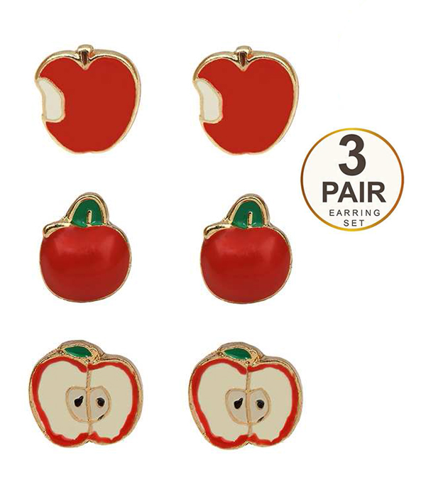 Apple 3 pair earring set