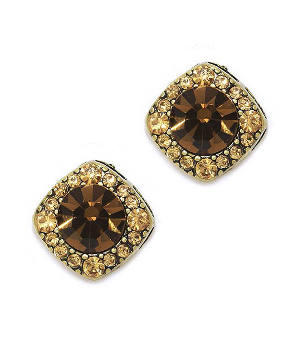 Facet stone and crystal stud earring