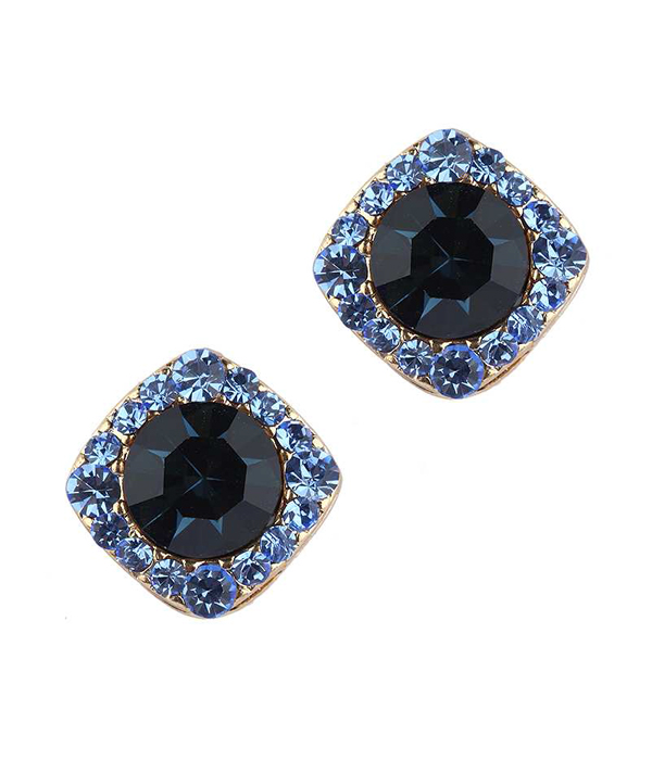 Facet stone and crystal stud earring