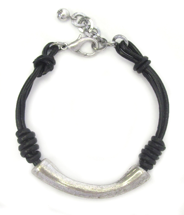 Metal tube and cord bracelet