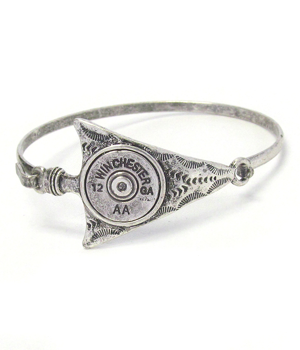 Bullet and arrowhead wire bangle bracelet