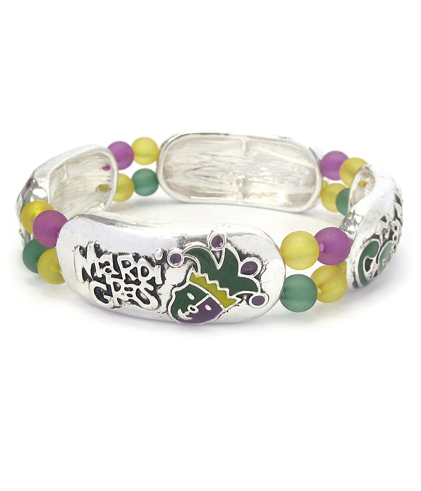Mardi gras theme stretch bracelet