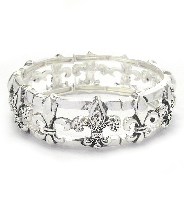 Textured fleur de lis stretch bracelet