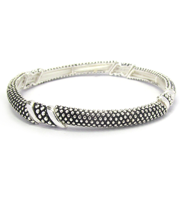 Textured metal stackable stretch bracelet