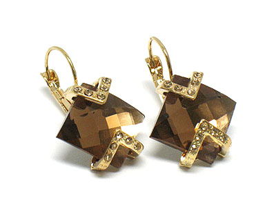Facet glass and crystal deco earring