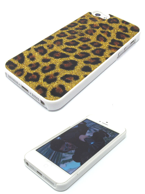 Leopard pattern glittering cellphone case - hard case for iphone 5