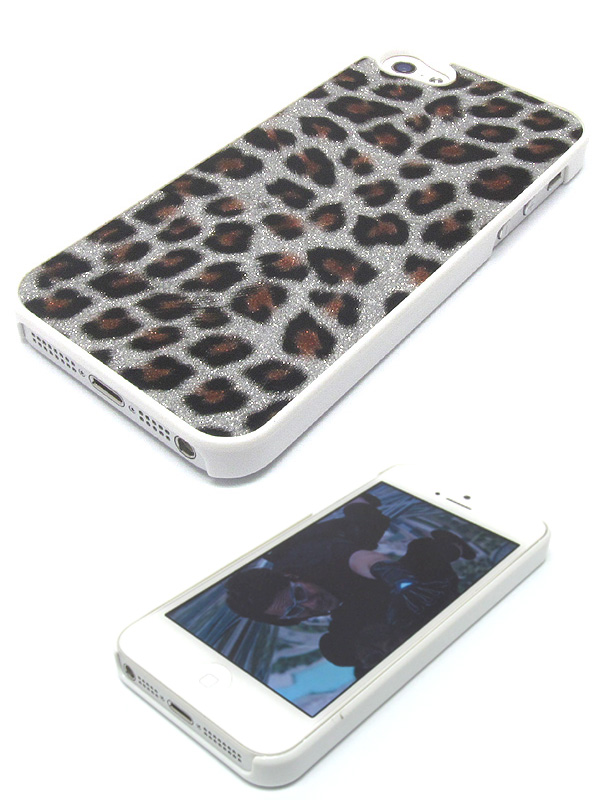 Leopard pattern glittering cellphone case - hard case for iphone 5