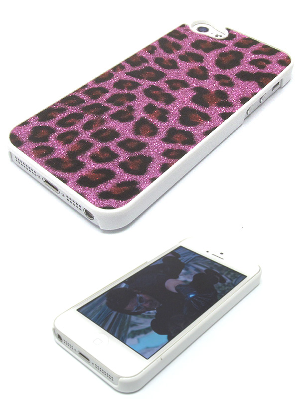 Leopard pattern glittering cellphone case - hard case for iphone 5