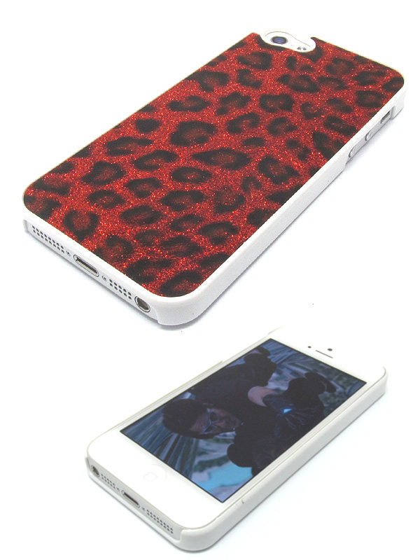 Leopard pattern glittering cellphone case - hard case for iphone 5