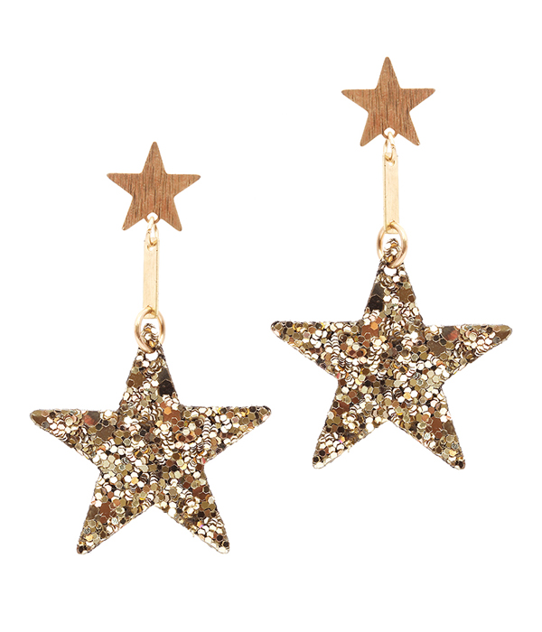 Fabric glitter star earring