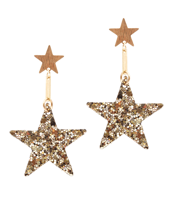 FABRIC GLITTER STAR EARRING