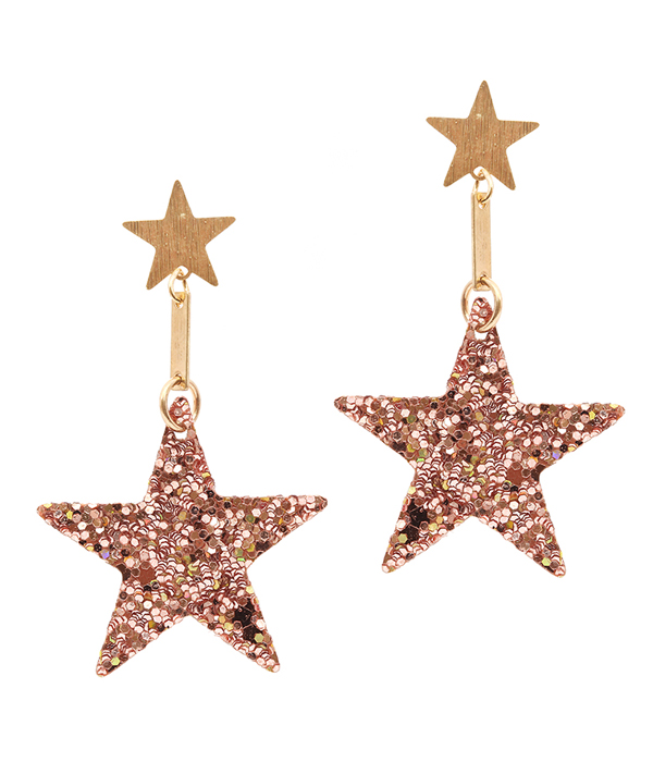 FABRIC GLITTER STAR EARRING