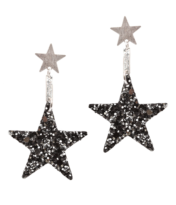 Fabric glitter star earring